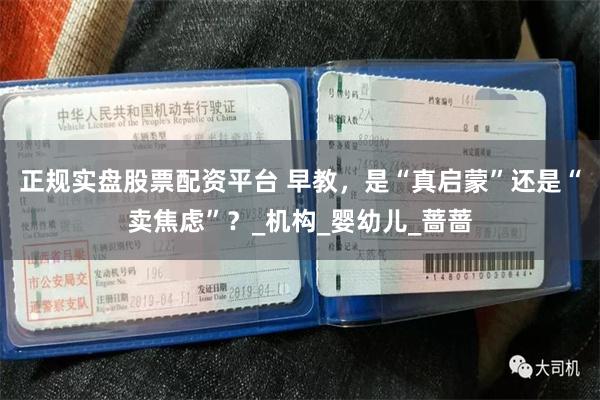 正规实盘股票配资平台 早教，是“真启蒙”还是“卖焦虑”？_机构_婴幼儿_蔷蔷
